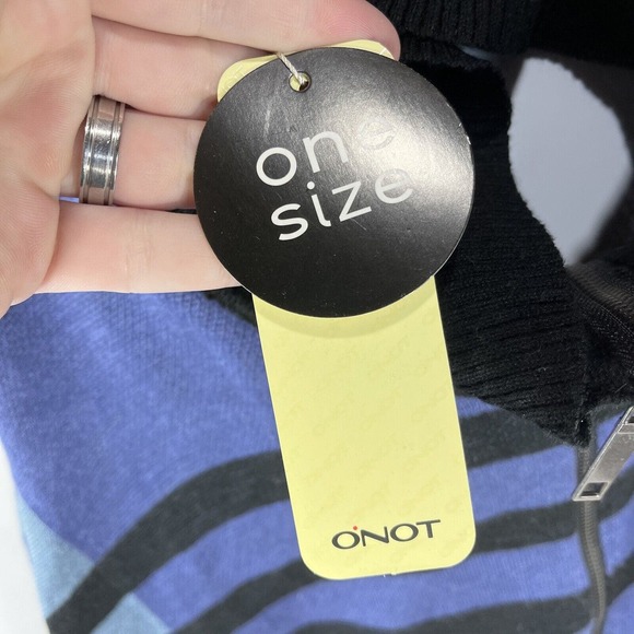 ONOT BRAND PONCHO FULL ZIP SWEATSHIRT ONE SIZE FITS MOST BLUE NWT NEW ACRYLIC - Picture 10 of 16
